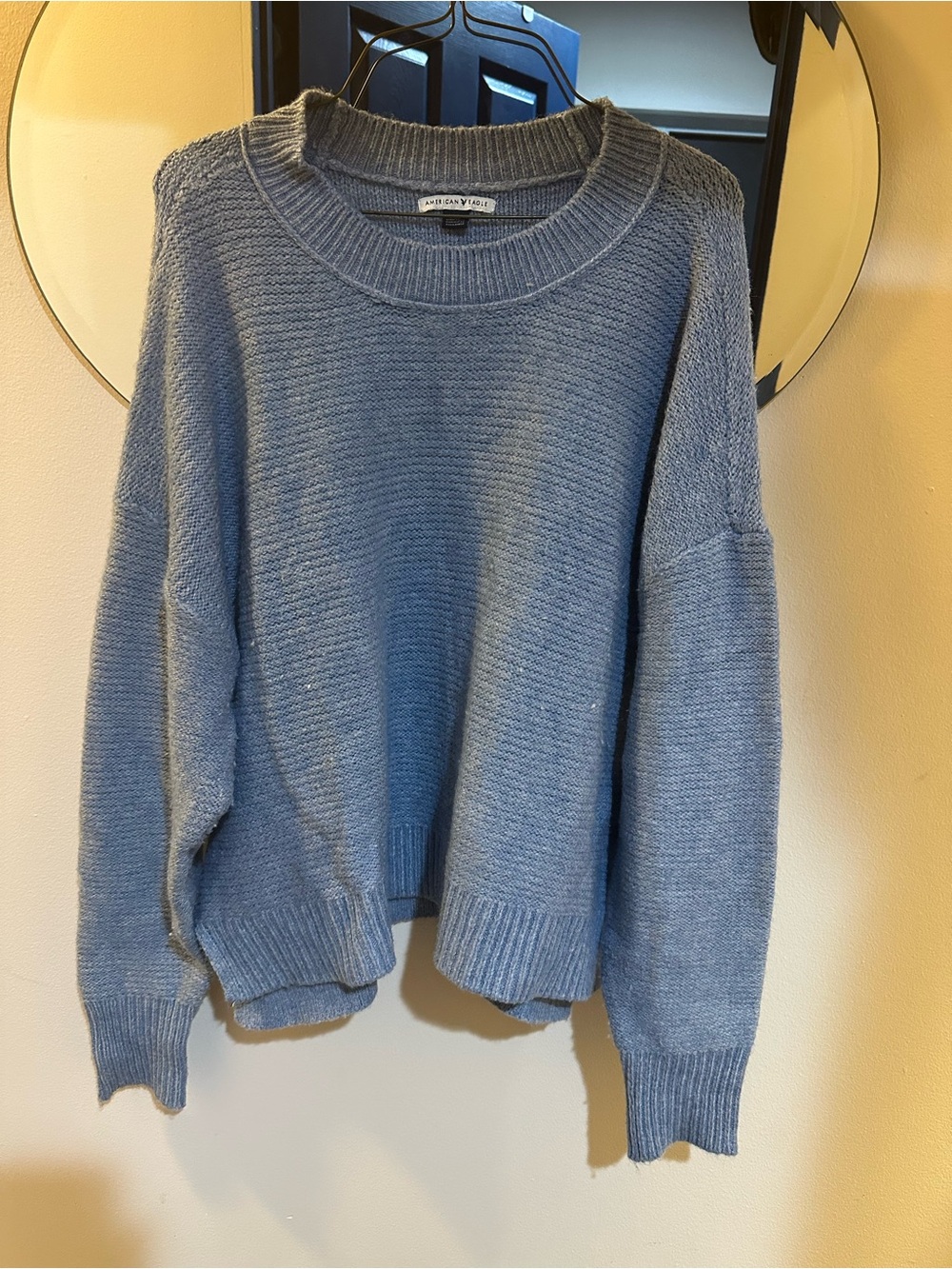 American Eagle Women’s Blue Chunky Knit Sweater Medium Soft Cozy Pullover